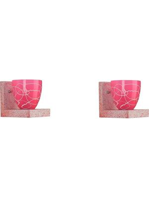 Myntra Elegant Homes Pink & White Printed Glass Contemporary Frustum Shaped Wall Lamp