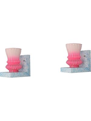 Myntra Elegant Homes Pink & White Textured Glass Contemporary Abstract Shaped Shaped Wall Lamp