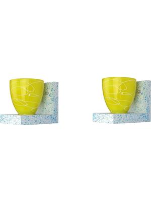 Myntra Elegant Homes Yellow & White Printed Glass Contemporary Wall Lamp