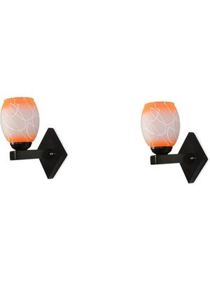 Myntra Elegant Homes Orange & White Printed Glass Contemporary Wall Lamp