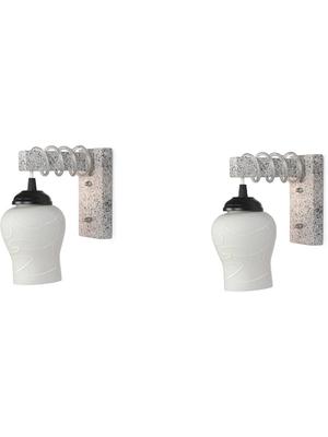 Myntra Elegant Homes White Printed Glass Contemporary Abstract Shaped Shaped Wall Lamp