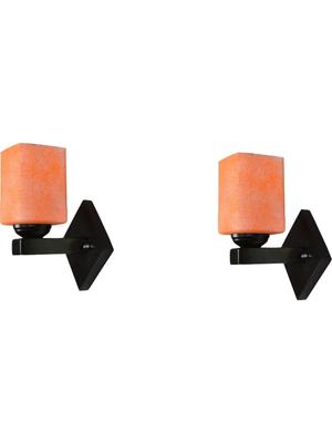 Myntra Elegant Homes Orange Textured Glass Rectangle Shaped Wall Lamp