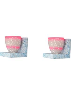 Myntra Elegant Homes Pink & White Printed Glass Contemporary Frustum Shaped Wall Lamp