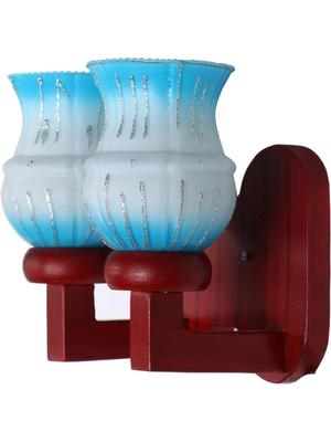 Myntra Elegant Homes Blue & White Textured Glass Traditional Wall Lamp