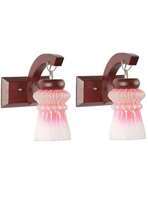 Myntra Elegant Homes Pink & White Textured Glass Traditional Abstract Shaped Shaped Wall Lamp