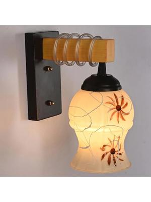 Myntra Elegant Homes Brown & White Printed Glass Contemporary Wall Lamp