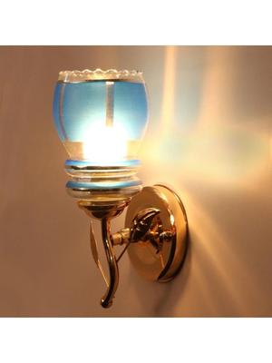Myntra Elegant Homes Blue & White Textured Glass Abstract Shaped Shaped Wall Lamp