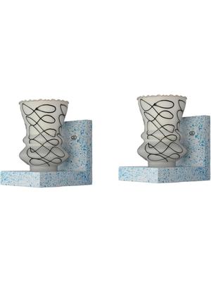 Myntra Elegant Homes Black & White Printed Glass Contemporary Abstract Shaped Shaped Wall Lamp