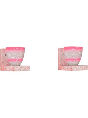 Myntra Elegant Homes Pink & White Printed Glass Contemporary Frustum Shaped Wall Lamp