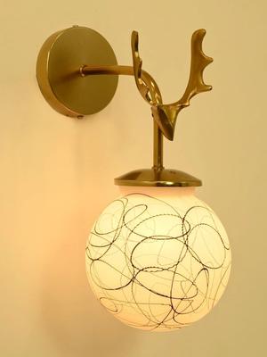 Myntra Elegant Homes Black & White Printed Metal Spherical Shaped Wall Lamp