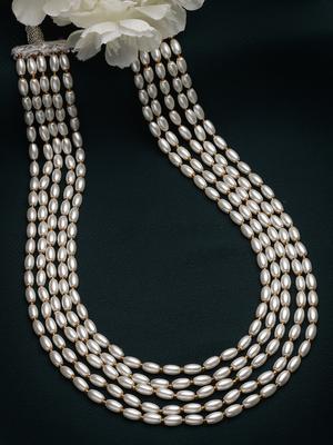 PANASH White & Gold Toned Necklace