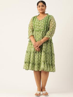 Antheaa Curve Plus Size Chiffon Midi Dress