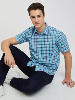 ColorPlus Tailored Fit Opaque Checked Casual Pure Cotton Shirt