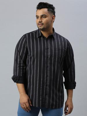 Sztori Plus Size Classic Striped Casual Pure Cotton Shirt