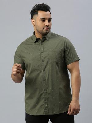 Sztori Plus Size Classic Micro Ditsy Printed Casual Pure Cotton Shirt