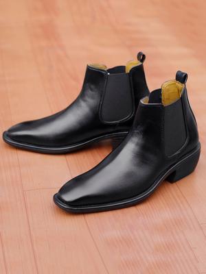 Bxxy Men Mid Top Block Heel Formal Chelsea Elevator Boots
