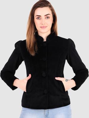 Leather Retail Stand Collar Lightweight Crop Tailored Jacket