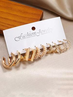 KARISHMA KREATIONS Set Of 5 Gold Plated Contemporary Hoop Earrings