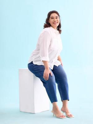 Go Colors Women Straight Fit Light Fade Cotton Cropped Jeans