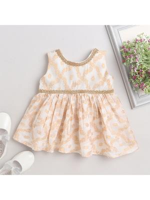 MANY FROCKS & Girls Embellished Sleeveless Cotton Fit & Flare Ethnic Dress