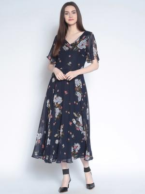 RARE Blue Floral Printed Maxi Dress