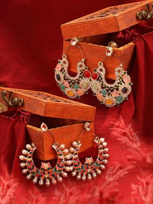 Zaveri Pearls Set Of 2 Gold Plated Chandbalis