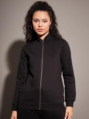 SASSAFRAS Black Mock Collar Bomber Jacket