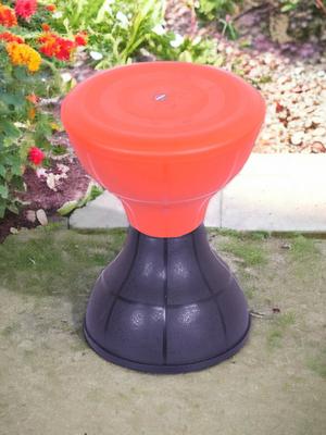 Kuber Industries Black & Orange Colored Damroo Style Seating Stool