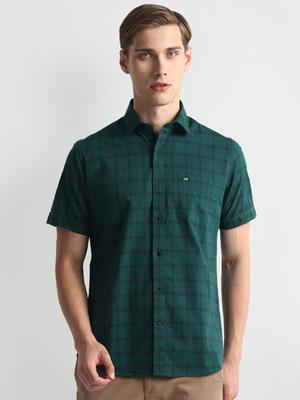 Arrow Sport Windowpane Checked Pure Cotton Casual Shirt