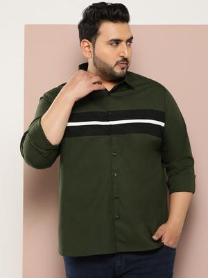 Sztori Men Plus Size Horizontal Stripes Pure Cotton Casual Shirt