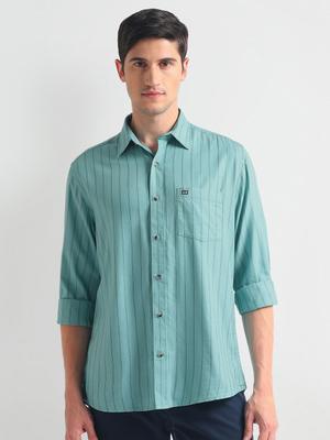 Arrow Sport Slim Fit Vertical Stripes Opaque Twill Weave Cotton Casual Shirt