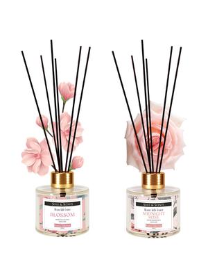 SOUL & SCENTS Blossom And Midnight Rose Reed Diffuser Set Combo Pack Of 2 120ml Each