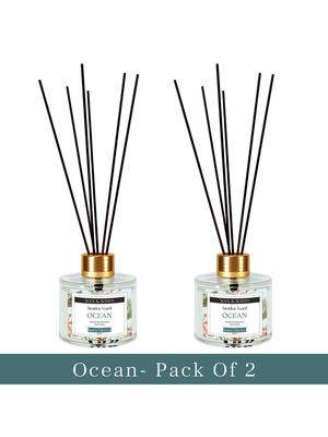 SOUL & SCENTS Pack Of 2 Ocean Reed Diffuser With 6 Sticks Each Set 120 Ml
