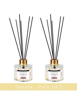 Soul & Scents Pack Of 2 Vanilla Reed Diffuser Set 120 Ml With 6 Sticks Each