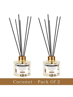 SOUL & SCENTS Pack Of 2 Coconut Reed Diffuser With 6 Sticks Each Set 120 Ml