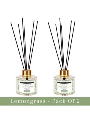 Soul & Scents Pack Of 2 Lemongrass Reed Diffuser Set 120 Ml With 6 Sticks Each