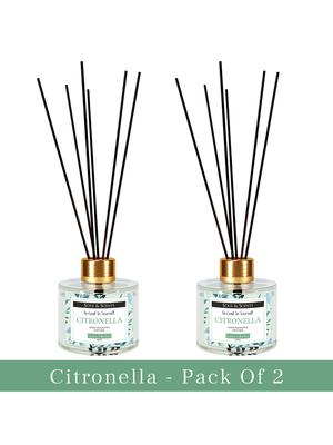 SOUL & SCENTS Pack Of 2 Citronella Reed Diffuser With 6 Sticks Each Set 120 Ml