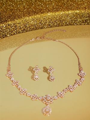 AMI Gold Plated Cubic Zirconia Studded Jewellery Set