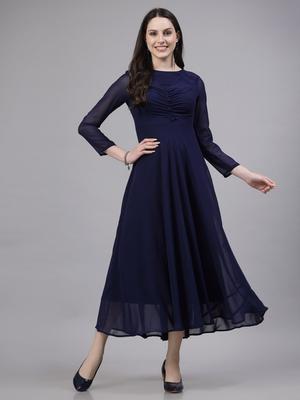 aayu Round Neck Georgette Maxi Midi Dress