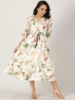 Saffron Threads Floral Print Fit & Flare Midi Dress