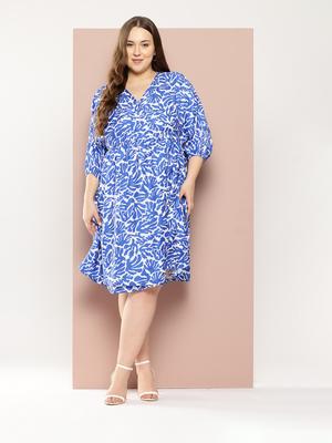 Sztori Plus Size Printed Wrap Style Fit & Flare Dress