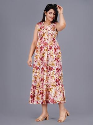 Mintmarie Floral Print Empire Midi Dress