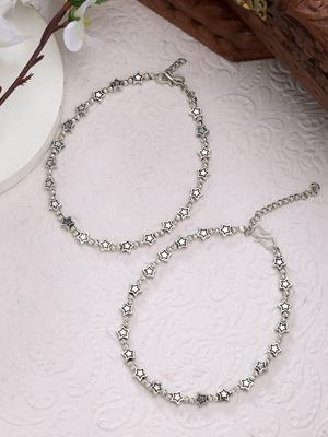 NVR Silver Plated Star Design Anklets