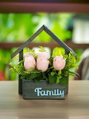 The Better Home Pink Artificial Rose Plant With Pot