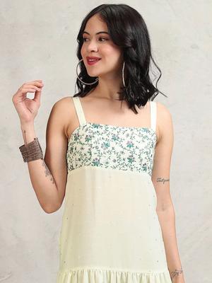 Vishudh Embroidered Shoulder Straps Tiered Maxi Dress