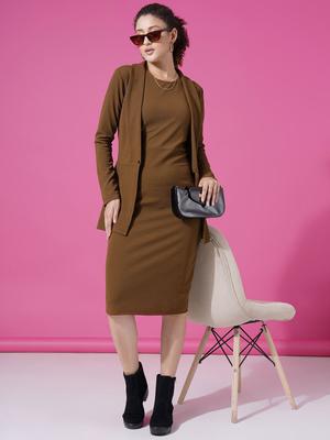 Selvia Women Round Neck Sleeves Sheath Dress