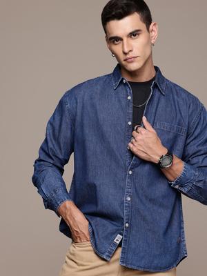 The Roadster Life Co. Denim Opaque Denim Relaxed Fit Casual Shirt