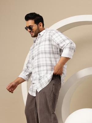 Sztori Plus Size Cotton Checked Casual Shirt