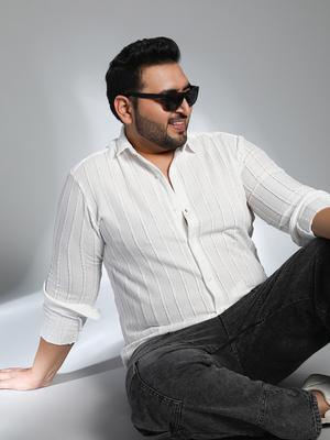 Instafab Plus Size Men Comfort Vertical Striped Cotton Casual Shirt