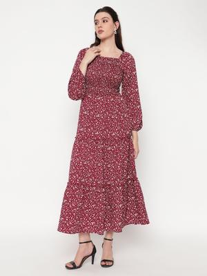 ROSEMELON Women Floral Printed Puff Sleeve Fit & Flare Maxi Dress